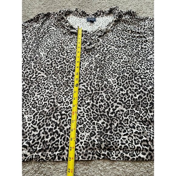 Chaps Classics Womens Leopard Print Ruffled Top Size 3X 100% Cotton Animal Soft - Picture 4 of 7